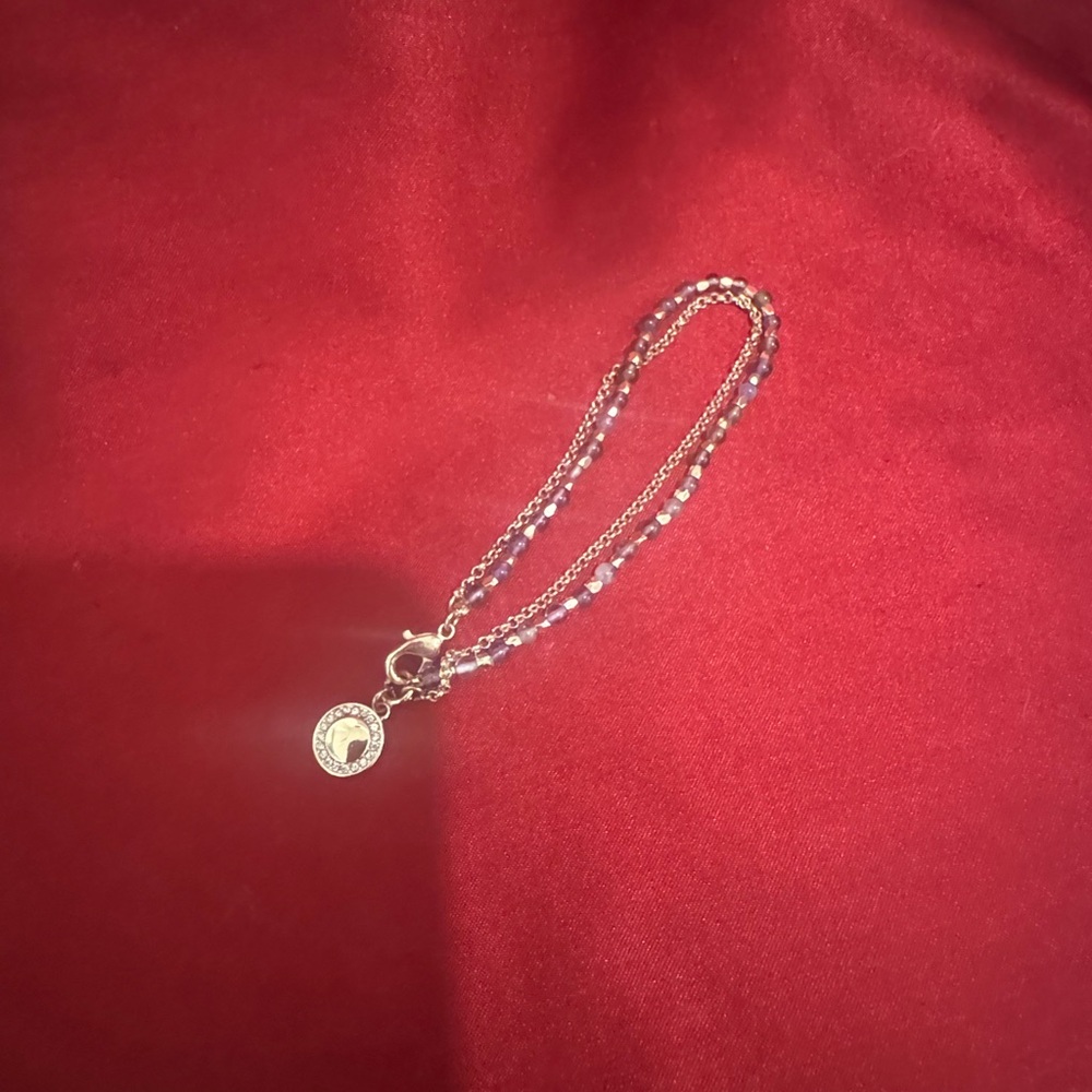 Cute rosegold Chain bracelet with purple beads
